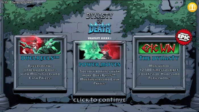 Dynasty of Death – glavni meni igre